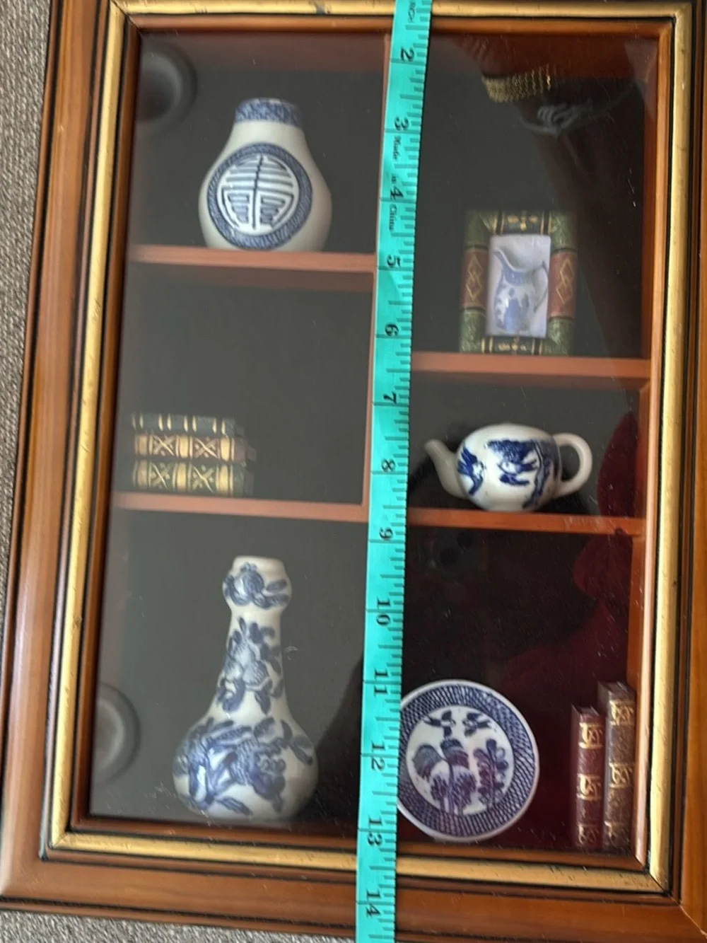 Vintage oriental cobalt blue  and White Porcelain Shadow Box Wall Decor